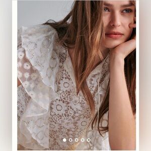 anthropologie “See all verb” Ruffled Lace Blouse
